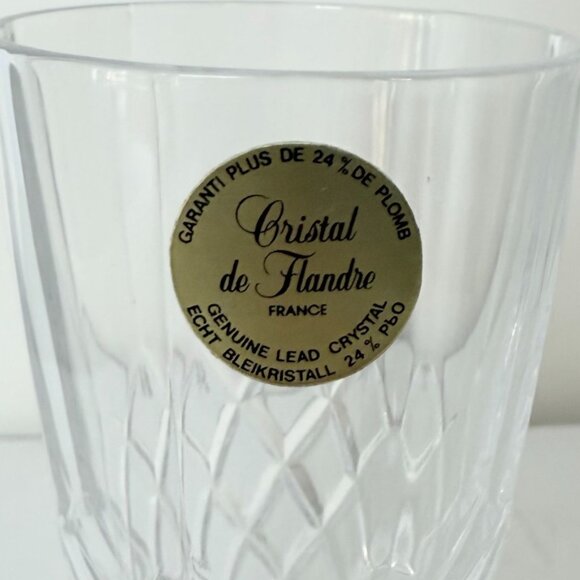 French Crystal Champagne Glasses VTG Set of 2 Cristal De Flandre Flutes Stemware - Picture 6 of 15